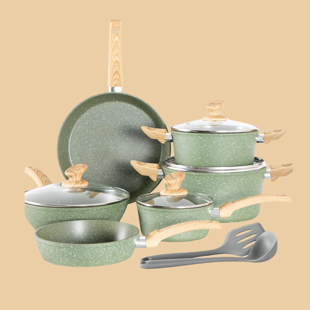 Kitchen Academy Induction Granite Cookware Set